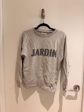 Madewell Gray Crew Neck Sweatshirt with Floral 'JARDIN' Appliqué